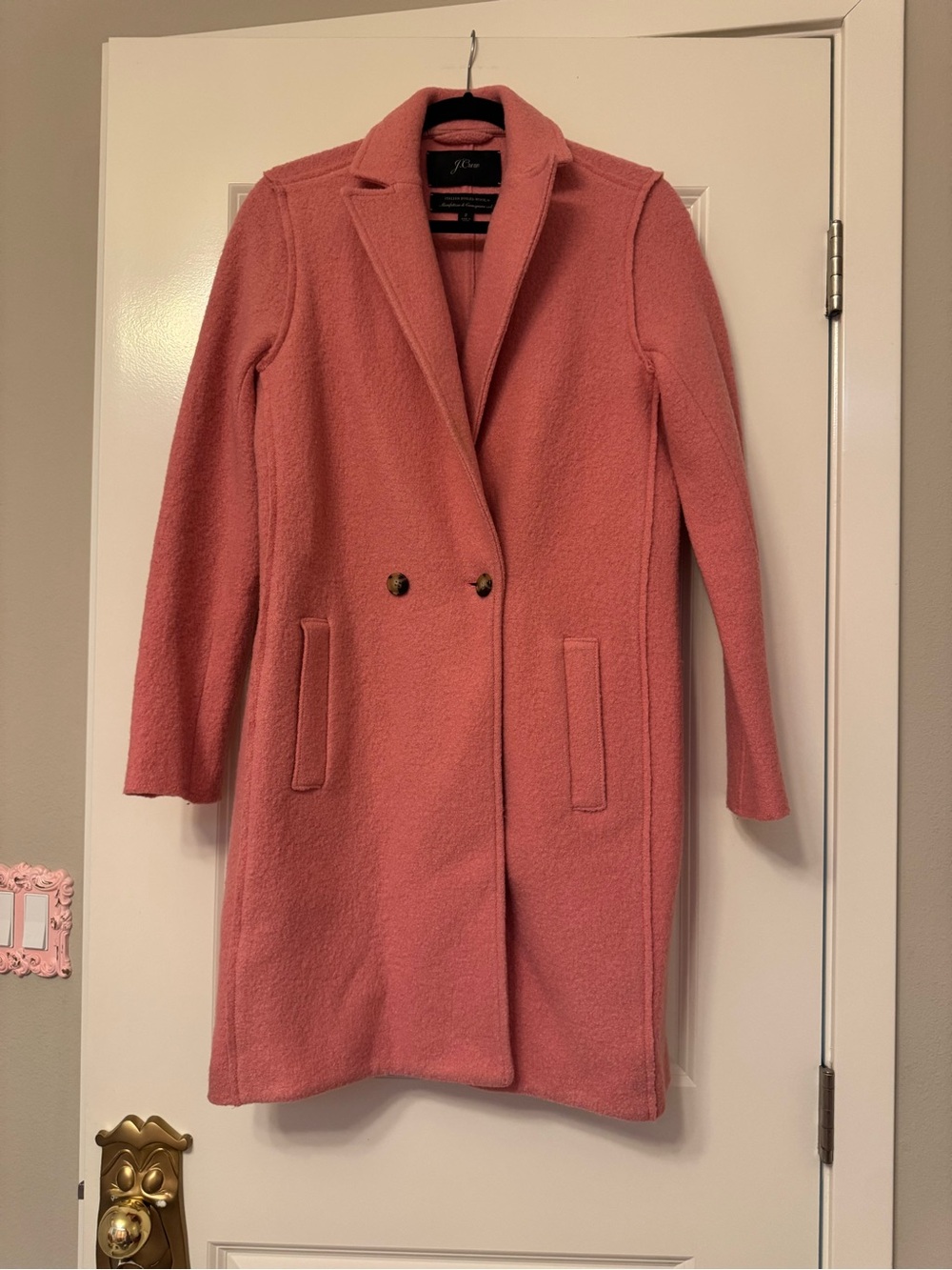 J. Crew Dusty Pink Wool-Blend Trench Coat